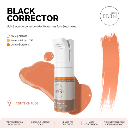 Pigment maquillage permanent Black Corrector - Correcteur - EdenBrows professionnel